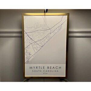 Physical Product! Myrtle Beach, SC Framed Minimalist Map of Myrtle Beach, SC